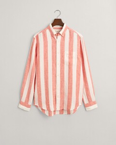 Gant Bold Stripe Linen Button Down Shirt Burnt Orange