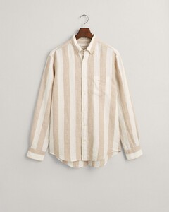 Gant Bold Stripe Linen Button Down Shirt Concrete Beige