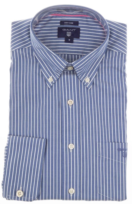 Gant Breton Poplin Stripe Overhemd Yale Blue