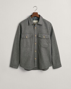 Gant Brushed Wool Blend Solid Color Overshirt Grey Melange