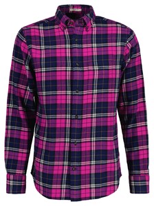 Gant Button Down Flanel Check Overhemd Pink Fuchsia
