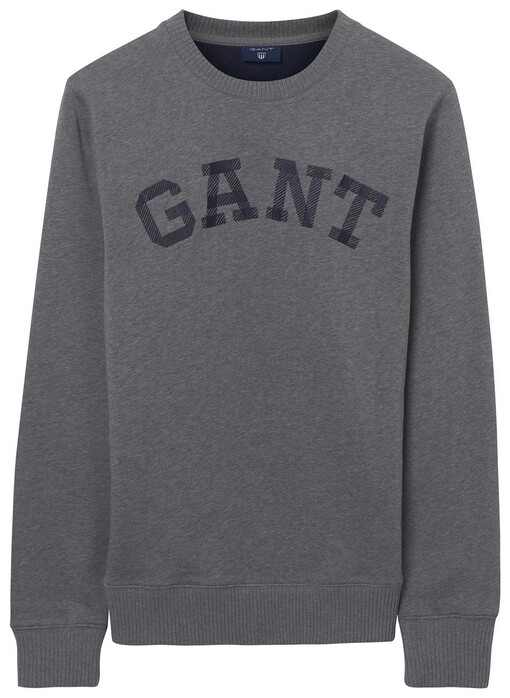 Gant C-Neck Sweat Logo Trui Dark Grey Melange