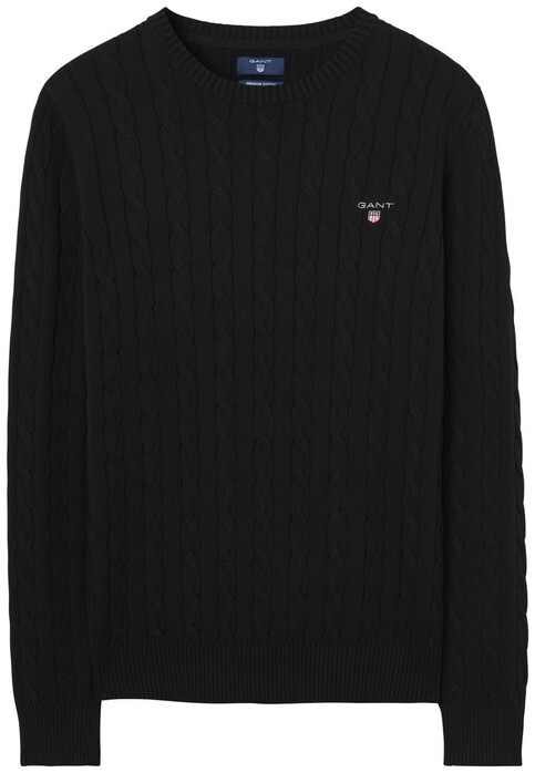Gant Cable Round Neck Pullover Black
