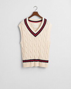 Gant Cable V-Neck Slip-Over Cream