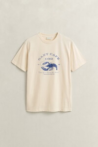 Gant Cape Cod Graphic Short Sleeve Crew Neck T-Shirt Creamed White