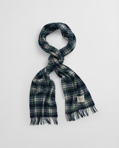 Gant Cashmere Blend Tartan Check Scarf Evening Blue