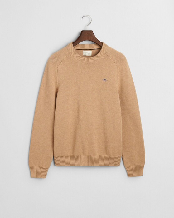 Gant Casual Cotton Crew Neck Pullover Khaki Melange