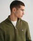 Gant Casual Cotton Half Zip Rib Endings Pullover Juniper Green