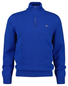 Gant Casual Cotton Half Zip Rib Endings Pullover Lapis Blue