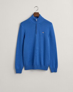 Gant Casual Cotton Half Zip Rib Endings Pullover Rich Blue