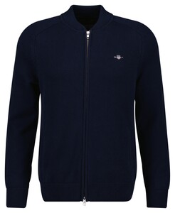 Gant Casual Cotton Merino Bomber Cardigan Evening Blue