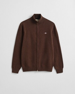 Gant Casual Cotton Zip Cardigan Brown Melange