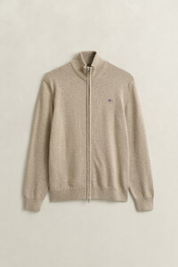Gant Casual Cotton Zip Cardigan Oat Melange