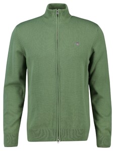 Gant Casual Cotton Zip Cardigan Vest Kalamata Green