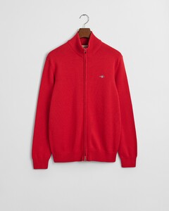 Gant Casual Cotton Zip Cardigan Vest Ruby Red