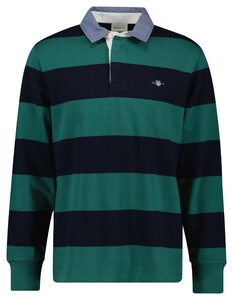 Gant Chambray Stripe Heavy Rugger Twill Collar Pullover Woody Green