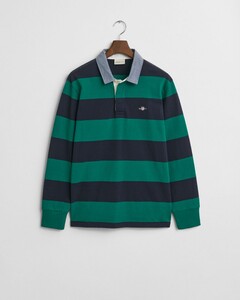Gant Chambray Stripe Heavy Rugger Twill Collar Trui Diep Groen