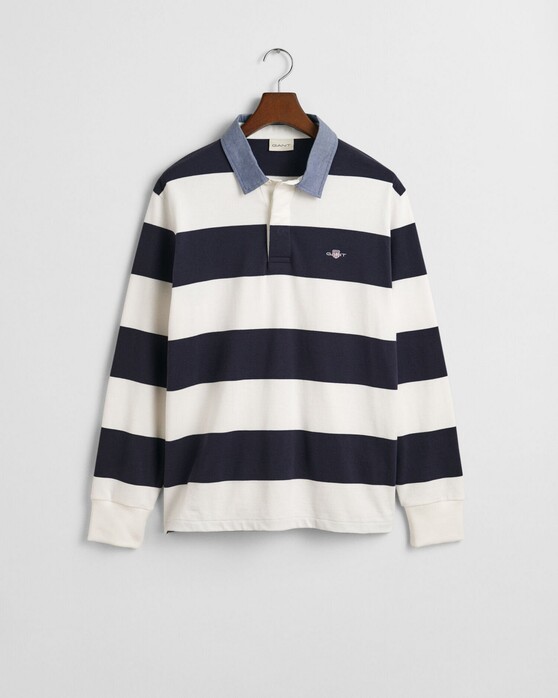 Gant Chambray Stripe Heavy Rugger Twill Collar Trui Eggshell