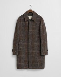 Gant Checked Wool Car Coat Jas Diep Bruin