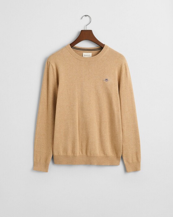 Gant Classic Cotton Crew Neck Pullover Khaki Melange