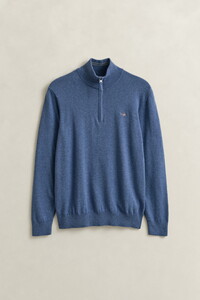 Gant Classic Cotton Half Zip Pullover Denim Blue