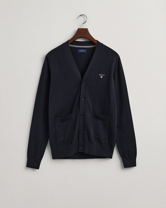 Gant Classic Cotton V-Cardigan Vest Avond Blauw