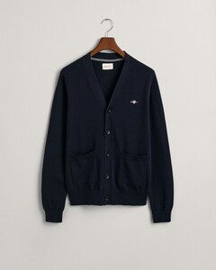 Gant Classic Cotton V-Cardigan Vest Avond Blauw