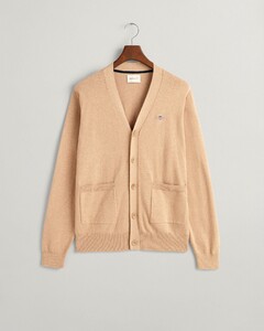 Gant Classic Cotton V-Cardigan Vest Khaki Melange
