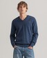 Gant Classic Cotton V-Hals Trui Dark Jeansblue Melange