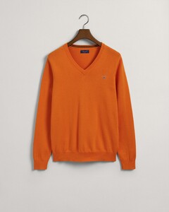 Gant Classic Cotton V-Hals Trui Pumpkin Orange