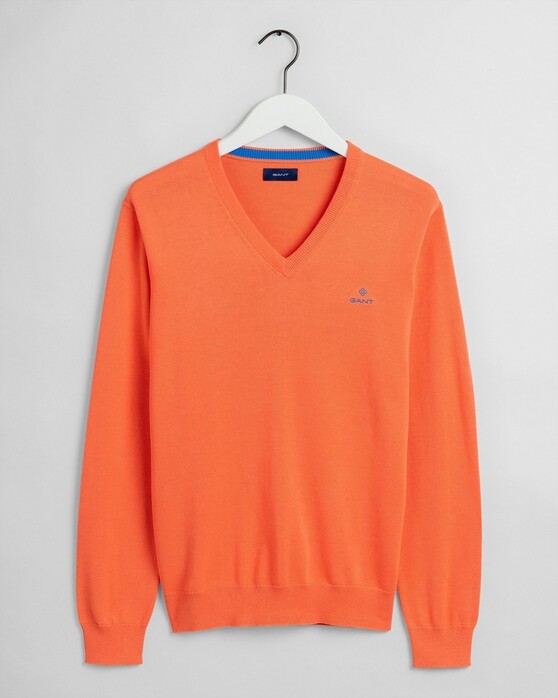 Gant Classic Cotton V-Neck Pullover Coral Orange