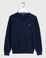 Gant Classic Cotton V-Neck Pullover Evening Blue