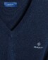 Gant Classic Cotton V-Neck Pullover Evening Blue