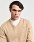 Gant Classic Cotton V-Neck Pullover Khaki Melange