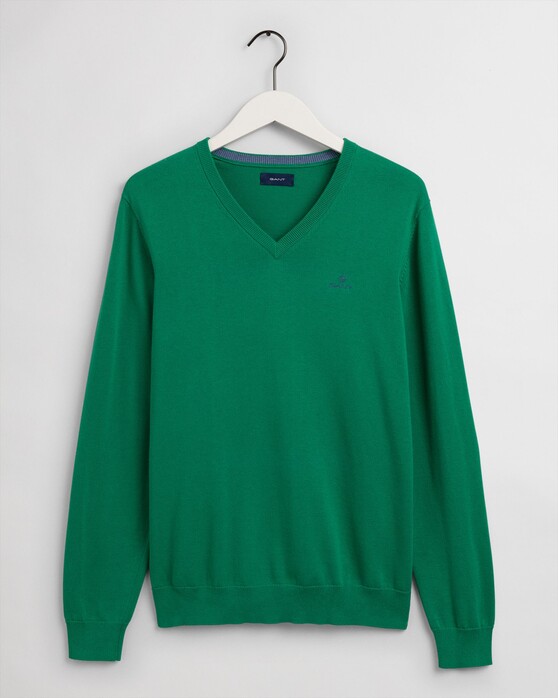 Gant Classic Cotton V-Neck Pullover Lush Green