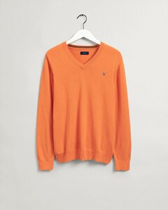 Gant Classic Cotton V-Neck Pullover Orange Melange