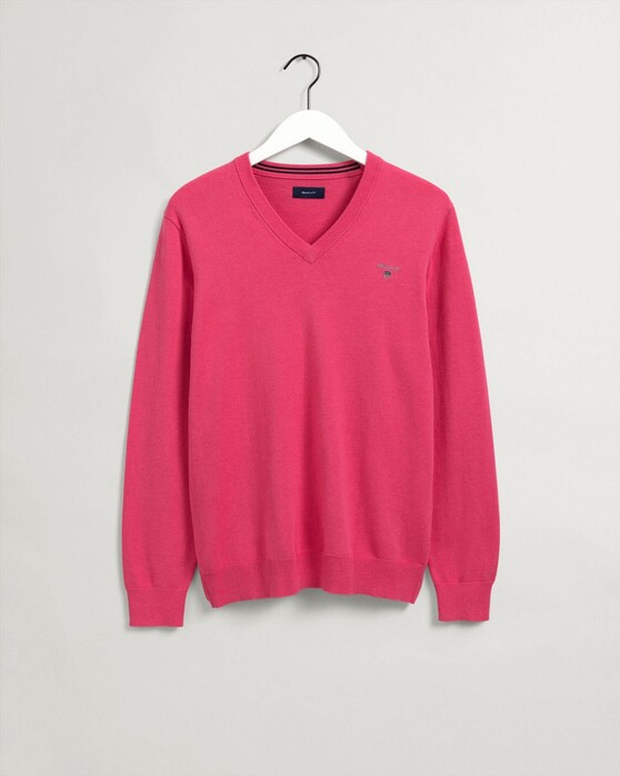 Gant Classic Cotton V-Neck Pullover Pink Melange