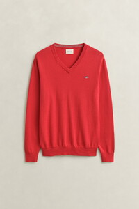 Gant Classic Cotton V-Neck Pullover Rose Red