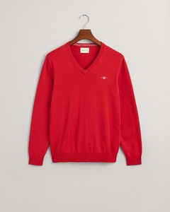 Gant Classic Cotton V-Neck Pullover Ruby Red