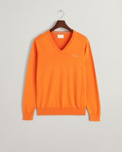 Gant Classic Cotton V-Neck Pullover Sweet Orange