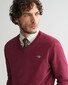 Gant Classic Cotton V-Neck Pullover Wine Red