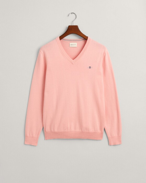 Gant Classic Cotton V-Neck Trui Bubblegum Pink