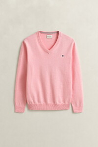 Gant Classic Cotton V-Neck Trui California Pink Melange