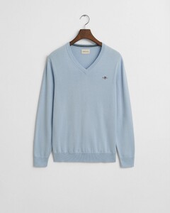 Gant Classic Cotton V-Neck Trui Fresh Blue