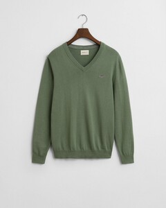 Gant Classic Cotton V-Neck Trui Kalamata Green