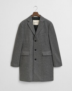 Gant Classic Mini Check Two-Tone Wool Coat Black