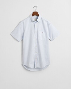 Gant Classic Oxford Stripe Button-Down Short Sleeve Overhemd Licht Blauw