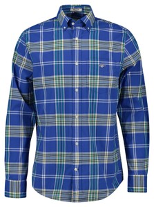 Gant Classic Poplin Check Overhemd Rich Blue
