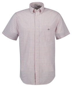 Gant Classic Poplin Check Short Sleeve Button-Down Overhemd Zacht Roze