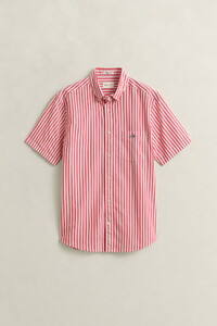 Gant Classic Poplin Stripe Short Sleeve Overhemd Rose Red